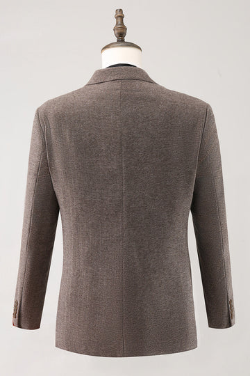 Solapa con muescas marrón 3 piezas botonadura sencilla Trajes de fiesta para hombre